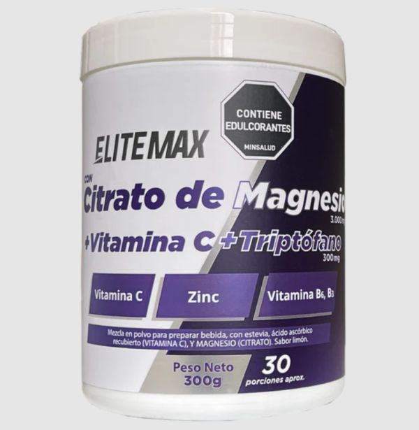 ELITE MAX CITRATO MAGNE+VITAM C+TRIPTOFANO 300MG X 300  GR